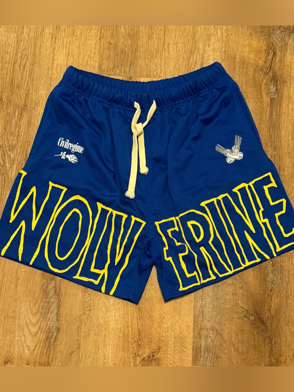 Civil Regime x Marvel Wolverine Blue Mesh Shorts Small